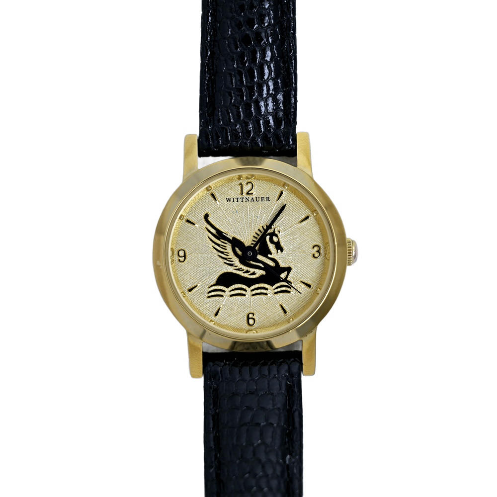 Wittnauer Ladies Gold Plated Vintage 1990's Quartz Watch Black Genuine Leather